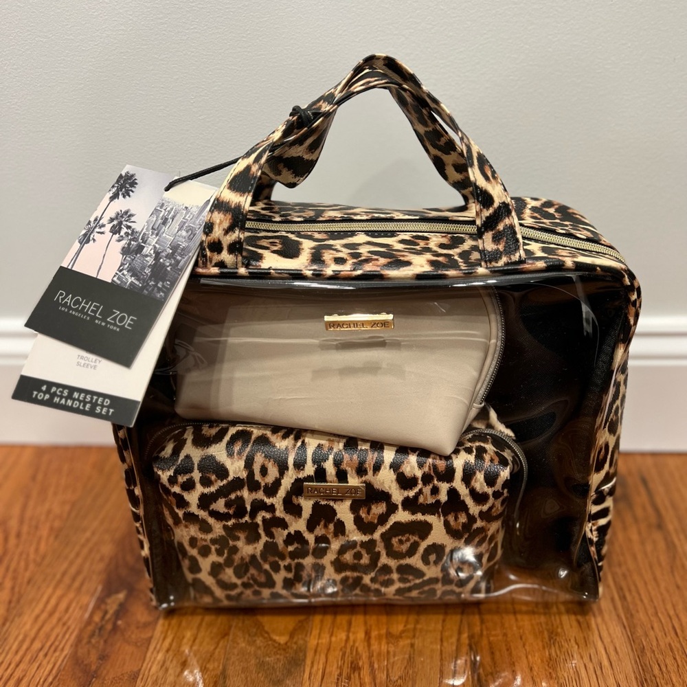 Rachel Zoe Cheetah Print Cosmetic Bag Set